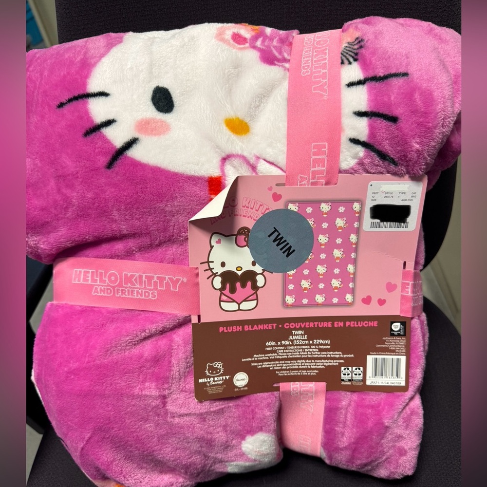 Hello Kitty Pink Plush Twin Size Blanket